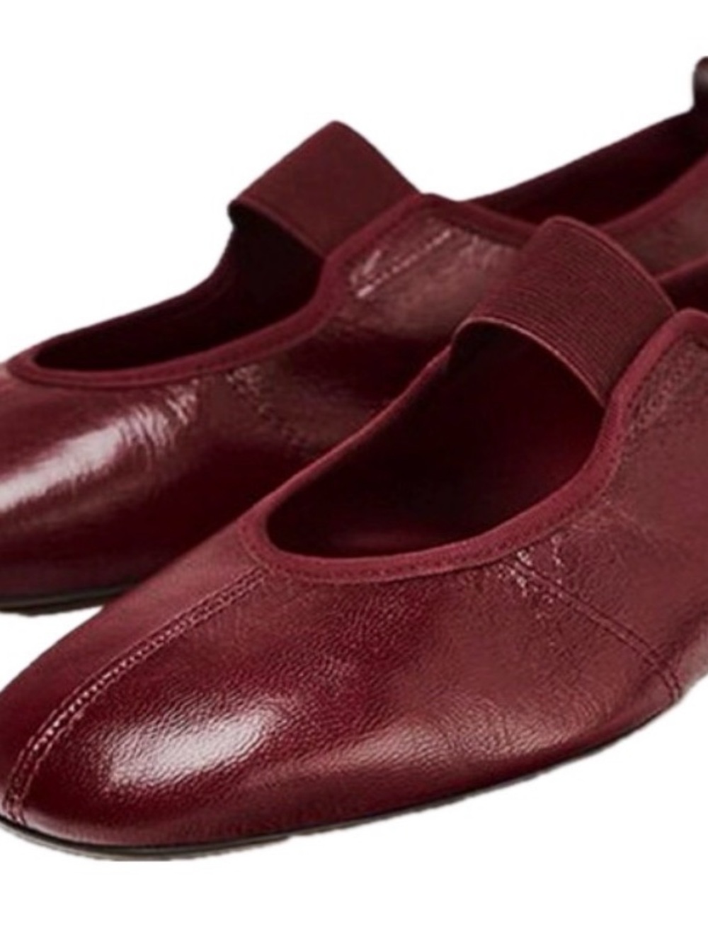 Zara Dark Red Leather Slip-On Flats